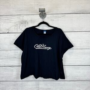 Old Navy Plus Size Navy Blue Logo Reissue Short Sleeve Crop Tee Size 3X
